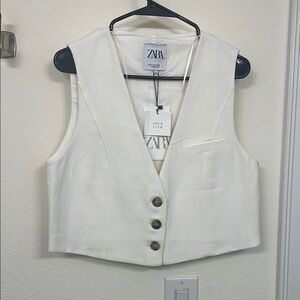 Zara White Vest with Button Detail